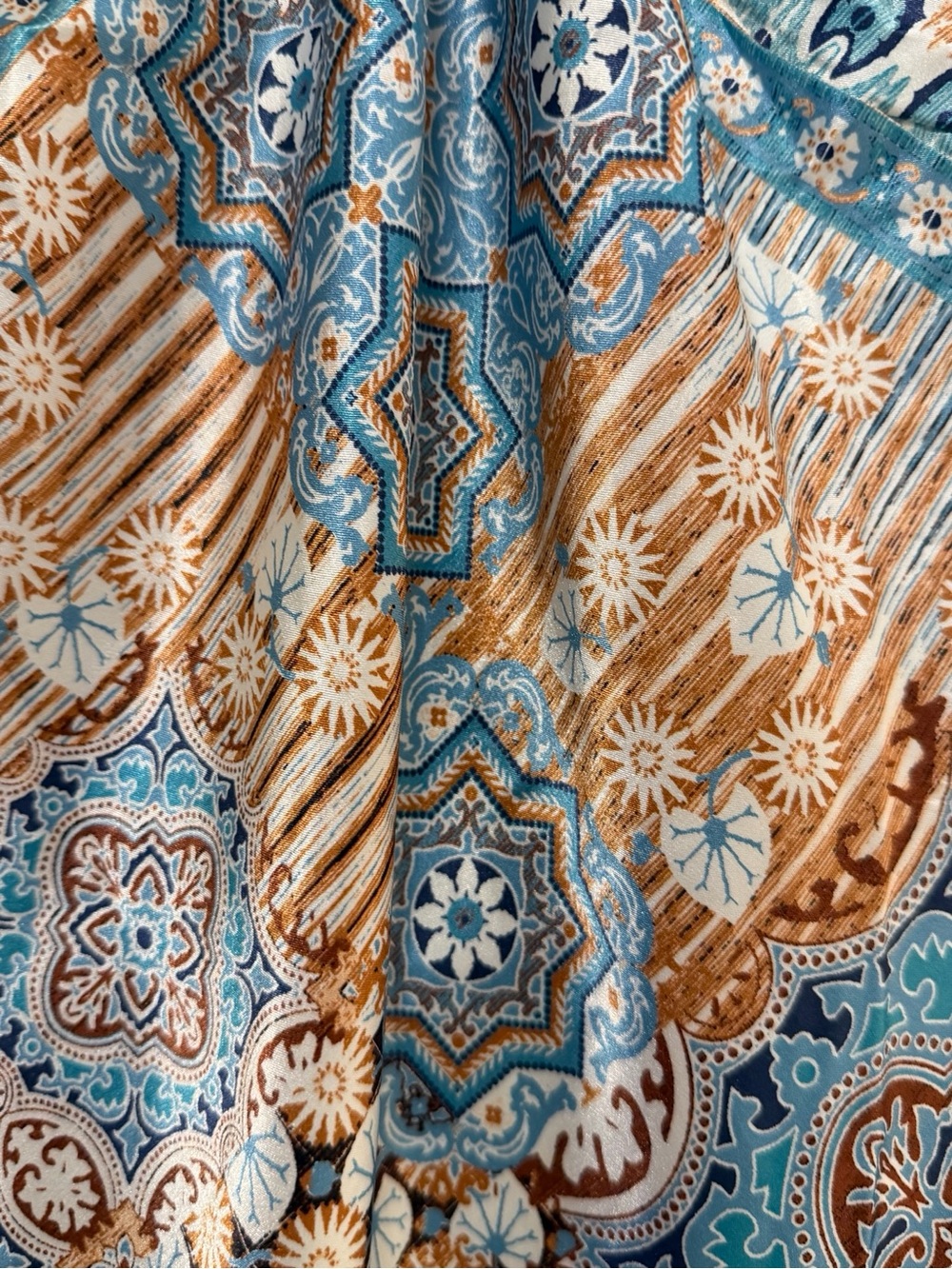 Thirty Thirty Paisley Halter Mini Dress Blue Tan S NWT - Picture 8 of 10